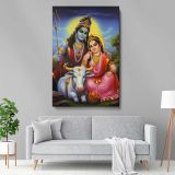 Shiva, Parvati and Nandi - Traditional Indian Deity Scene By Unknown Indian Artist canvas wall art - Image 5