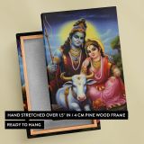 Shiva, Parvati and Nandi - Traditional Indian Deity Scene By Unknown Indian Artist canvas wall art - Image 6