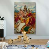 Shiva, Parvati & Ganesha - Seated on Mount Kailas with Nandi canvas wall art - Image 2