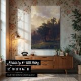 Sierra Nevada Forest by Albert Bierstadt - Snow-Capped Mountains and Lush Greenery canvas wall art