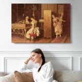 Signorina E Cavaliere by Adriano Cecchi - single-panel canvas displayed above a sofa