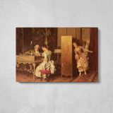 Signorina E Cavaliere by Adriano Cecchi - single-panel canvas displayed above a console table