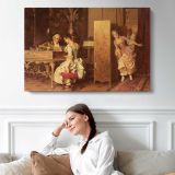 Signorina E Cavaliere by Adriano Cecchi - single-panel canvas displayed above a sofa