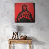 Silkscreen illustration of the Sacred Heart of Jesus background sacred heart — room mockup view 1
