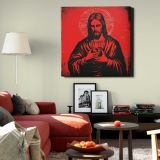 Silkscreen illustration of the Sacred Heart of Jesus background sacred heart — room mockup view 22
