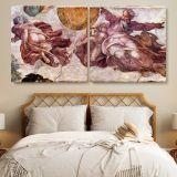 Sistine Chapel Fresco by Michelangelo — single-panel canvas in a bedroom
