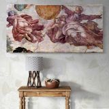 Sistine Chapel Fresco by Michelangelo — single-panel canvas above a console table
