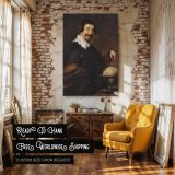 Smiling Man with Globe - Velazquez Baroque Portrait with Map and Wit canvas wall art - Image 3