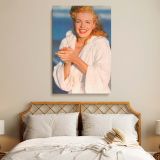 Smiling Marilyn Monroe - Actress in Bathrobe Classic Pose Canvas Wall Print - Image 3