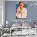 Smiling Marilyn Monroe - Actress in Bathrobe Classic Pose Canvas Wall Print - Image 4
