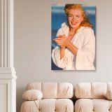Smiling Marilyn Monroe - Actress in Bathrobe Classic Pose Canvas Wall Print - Image 5