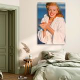 Smiling Marilyn Monroe - Actress in Bathrobe Classic Pose Canvas Wall Print - Image 6
