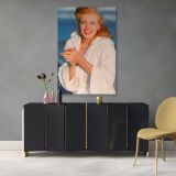 Smiling Marilyn Monroe - Actress in Bathrobe Classic Pose Canvas Wall Print - Image 7