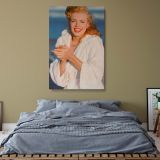 Smiling Marilyn Monroe - Actress in Bathrobe Classic Pose Canvas Wall Print - Image 8