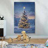 Snowy Forest Tree - Christmas Scene with Ornaments and Stars canvas wall art - Image 2