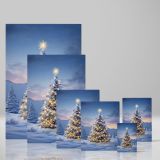 Snowy Forest Tree - Christmas Scene with Ornaments and Stars canvas wall art - Image 4