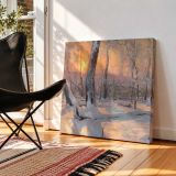 Snowy Woodland at Sunset — room mockup view 2