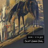 Stagecoach in a Mountain Village - canvas surface and wrapped edge detail
