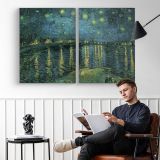 Starry Night over the Rhone by Vincent van Gogh - two-panel canvas displayed in a reading room