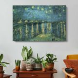 Starry Night over the Rhone by Vincent van Gogh - single-panel canvas displayed above a console table