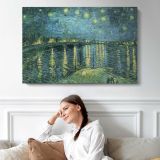 Starry Night over the Rhone by Vincent van Gogh - single-panel canvas displayed above a sofa