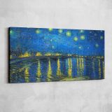 Starry Night Over the Rhone by Vincent van Gogh — single-panel canvas shown on a pale studio wall