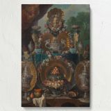 Still Life with Silver - Baroque Fruit and Vessel Scene By Alexandre F. Desportes canvas wall art - Image 7