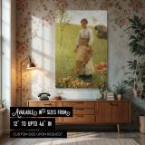 Stone Pickers by George Clausen - Girl with Basket in Rural Field canvas wall art