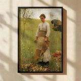 Stone Pickers by George Clausen - Girl with Basket in Rural Field canvas wall art - Image 2