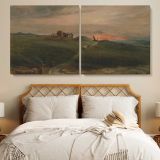 Stonehenge at Sunset — single-panel canvas in a bedroom