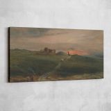 Stonehenge at Sunset — single-panel canvas shown on a pale studio wall
