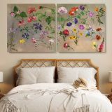 Studies of Flowers by Jacques-Laurent Agasse — single-panel canvas in a bedroom