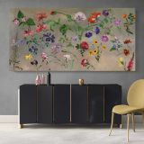 Studies of Flowers by Jacques-Laurent Agasse — single-panel canvas above a sideboard