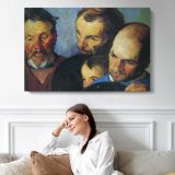 Study of Four Men's Faces - single-panel canvas displayed above a sofa