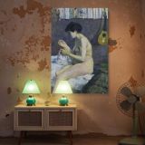 Study of the Nude by Paul Gauguin - Seated Woman with Mandolin and Pale Palette canvas wall art - Image 5