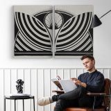 Stylised Floral Pattern by Samuel Jessurun de Mesquita - two-panel canvas displayed in a reading room