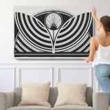 Stylised Floral Pattern by Samuel Jessurun de Mesquita - single-panel canvas shown with a person for scale