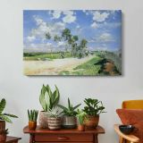 Summer River Landscape - single-panel canvas displayed above a console table