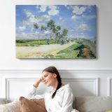 Summer River Landscape - single-panel canvas displayed above a sofa