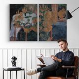 Sunflowers by Paul Gauguin - two-panel canvas displayed in a reading room