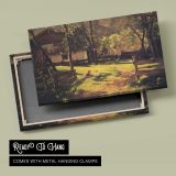 Sunlit Forest Path - canvas rear frame and hanging hardware
