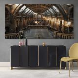Sunlit Hall at the Natural History Museum — single-panel canvas above a sideboard