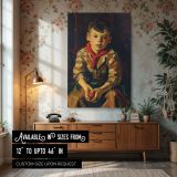 Sunny Jim by Frank Harmon Myers - Young Boy with Apple in Checkered Shirt canvas wall art