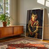 Sunny Jim by Frank Harmon Myers - Young Boy with Apple in Checkered Shirt canvas wall art - Image 6
