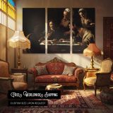 Supper at Emmaus by Caravaggio - multi-panel canvas displayed in a classic lounge