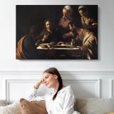 Supper at Emmaus by Caravaggio - single-panel canvas displayed above a sofa