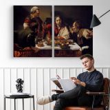 Supper at Emmaus by Caravaggio - two-panel canvas displayed in a reading room