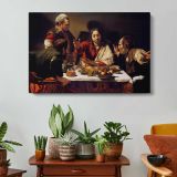 Supper at Emmaus by Caravaggio - single-panel canvas displayed above a console table