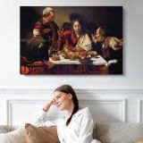 Supper at Emmaus by Caravaggio - single-panel canvas displayed above a sofa