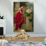 Swan Telling Damayanti - Romantic Mythological Indian Scene By Raja Ravi Varma canvas wall art - Image 2